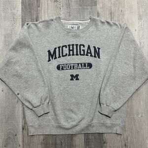 VTG Michigan Wolverines Sweatshirt Football GEAR Grey College Y2K Crewneck 2XL